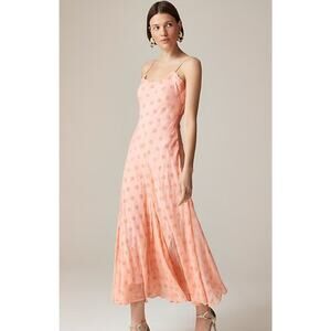 J.Crew Collection Pink Eyelet Maxi Slip Dress Size 12 Flowy Graduation Wedding